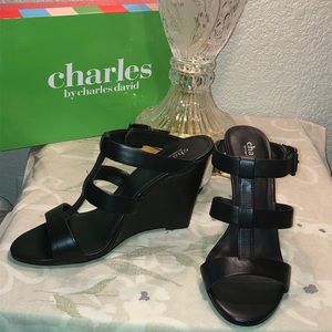 Faux leather strapped sandals. Wedge new